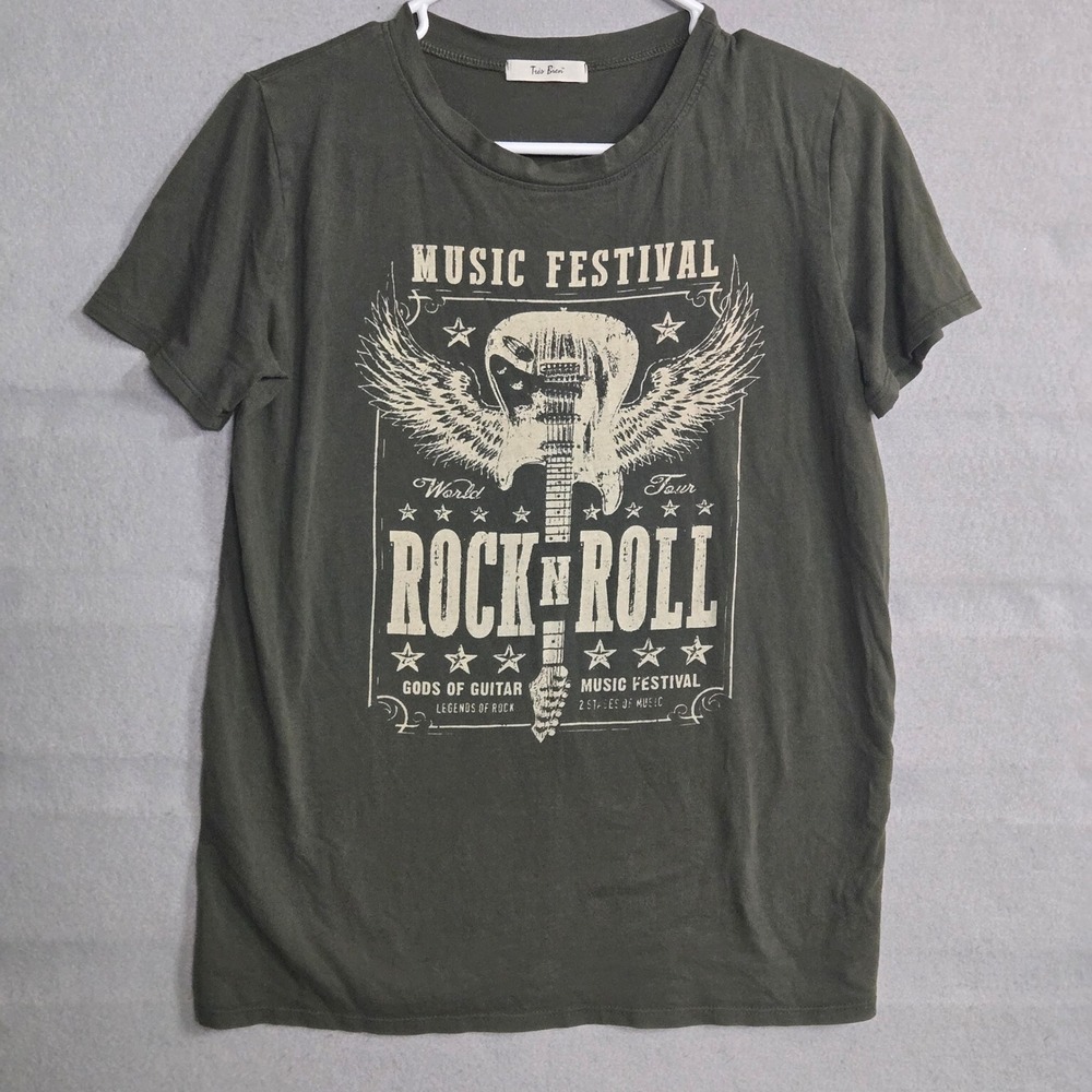 Rock‎ N Roll Graphic Tee Shirt Vintage Style Distressed Music Festival Mens S